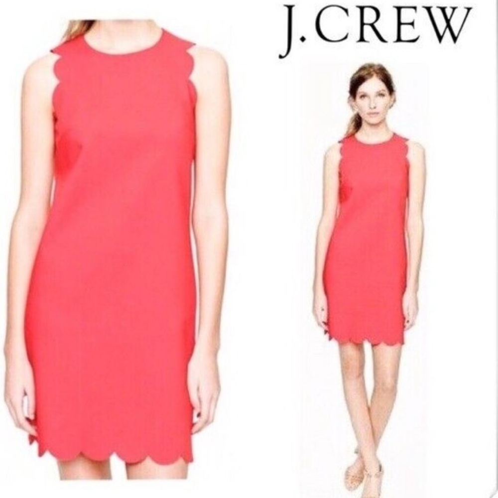 ❗️J. Crew Coral Red Scalloped Mini Dress MSRP $168! - Picture 3 of 9
